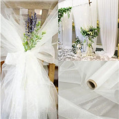 Showlu Fashion Store 0 10m/lot 48cm Sheer Crystal Organza Tulle Roll Fabric for Wedding Party Decoration organza chair wedding Arch Decor woman&#39;s Dress