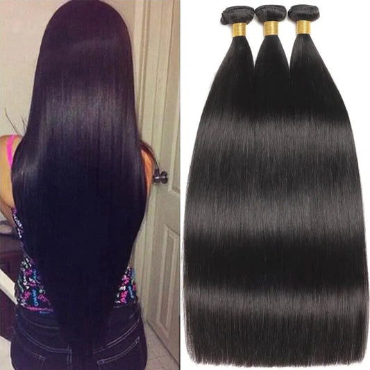 Showlu Store Nation 0 10inches 1pcs / 12A Human Hair 12A Peruvian Straight Bundles Bone Straight Human Hair Extensions 1/3/4 Bundles Deal Natural Color For Black Women Wholesale