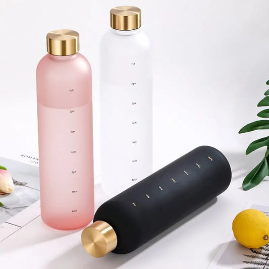 Showlu Fashion Store 0 1L Bottle With Time Marker 32 OZ Motivational Reusable Fitness Sports Outdoors Travel Leakproof BPA Free Frosted Plastic
