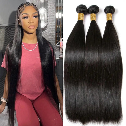 Showlu Store Nation 0 10inches 1pcs / 12A Human Hair Bone Straight Human Hair Bundles Long 30Inch 1/3/4 Pcs Deals Sale For Black Women Brazilian Remy Hair Extension Natural Color