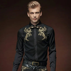 Showlu Fashion Store 50011123 Black / M (95-110) kg Fanzhuan plus Size Men's Long Sleeve Vintage Court Style Embroidered Clothes