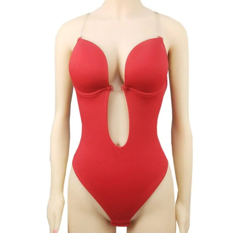 Showlu Fashion Store Manufacturer Shapewear for Women, Plunge Backless Body Shaper Bra Backless Bodysuits U Plunge Seamless Thong Full Bodysuits