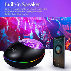 Showlu Fashion Store 5 / black Music voice Star Projector Ocean Wave Ceiling Night Light 7 Color Changing Speaker Skylight Projector for Kids