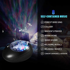 Showlu Fashion Store 5 / black Music voice Star Projector Ocean Wave Ceiling Night Light 7 Color Changing Speaker Skylight Projector for Kids