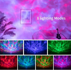 Showlu Fashion Store 5 / black Music voice Star Projector Ocean Wave Ceiling Night Light 7 Color Changing Speaker Skylight Projector for Kids