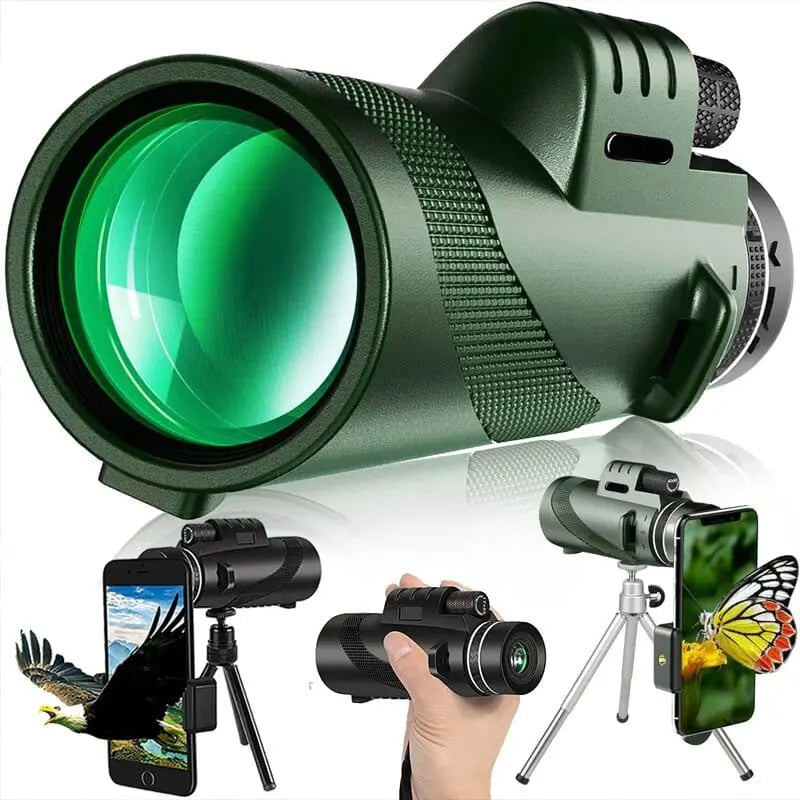 Showlu Fashion Store 0 G872B-Green suit1 Portable Zoom HD 5000M Telescope Folding Long Distance Mini Powerful Telescope for Hunting Sports Outdoor Camping Travel