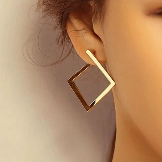 Showlu Fashion Store 0 Retro Minimalist Square Earrings Irregular Stud Earrings New Exaggerated Cold Wind Fashion Earring for Women Opening Accessories