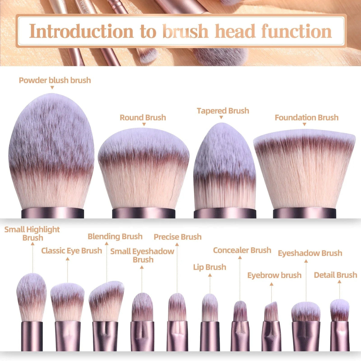 BS - MALL Pink Stand Up Makeup Brushes Set Synthetic Hair 14PCS Private Label Makeup Brushes with Makeup Sponge and Cleaner - SHOWLU FASHION STORE