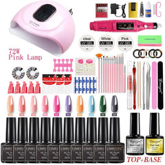 Nail Supplies Tools With Gel Polish Uv Led Lamp Drill Machine Manicure Art Tools Professional Nail Accessories Nail Art Kits Set - SHOWLU FASHION STORE
