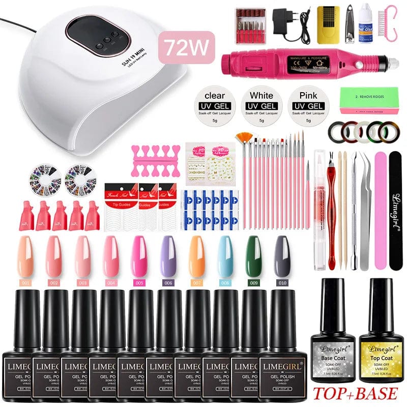 Nail Supplies Tools With Gel Polish Uv Led Lamp Drill Machine Manicure Art Tools Professional Nail Accessories Nail Art Kits Set - SHOWLU FASHION STORE