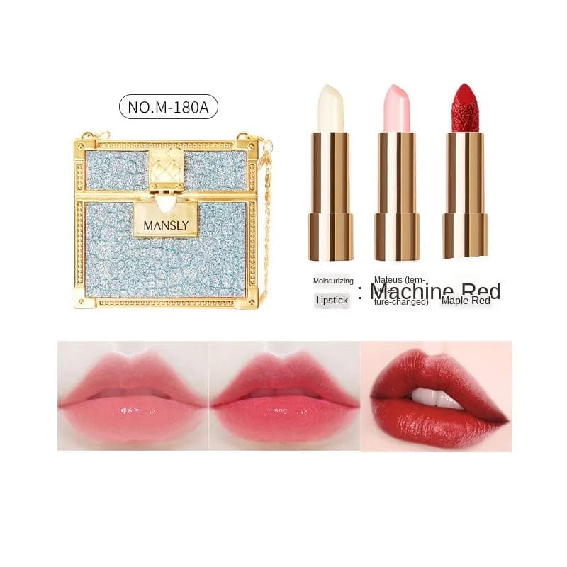 Private labels Glitter Bag Lipstick Matte Moisturizing Velvet lasting Temperature change Lip balm 3pcs in bag Fashion Makeup - SHOWLU FASHION STORE