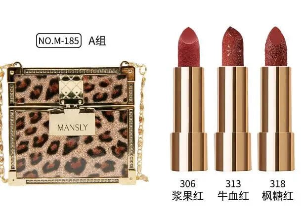 Private labels Glitter Bag Lipstick Matte Moisturizing Velvet lasting Temperature change Lip balm 3pcs in bag Fashion Makeup - SHOWLU FASHION STORE