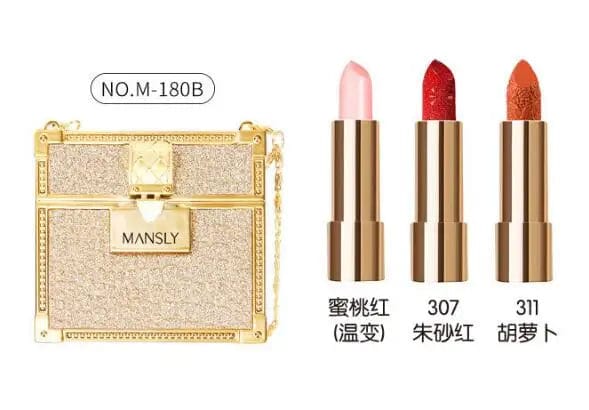 Private labels Glitter Bag Lipstick Matte Moisturizing Velvet lasting Temperature change Lip balm 3pcs in bag Fashion Makeup - SHOWLU FASHION STORE